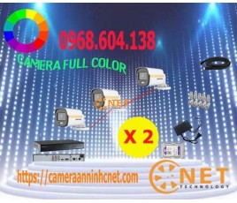 Trọn bộ 6 camera full color thân Hikvision 2 megapixel