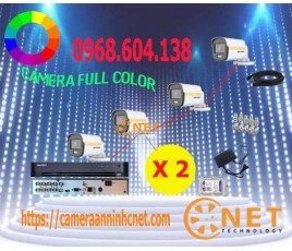 Trọn bộ 8 camera full color thân Hikvision 2 megapixel